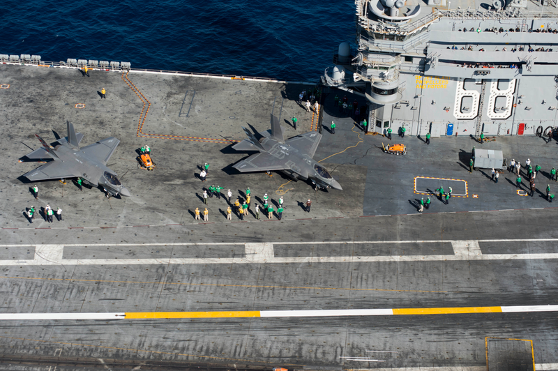 Illustration for article titled Week One Of The F-35C's Initial Ship Trials In Stunning Imagery